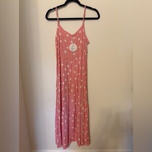 New anrabess Pink Polka Dot Maxi Dress size large